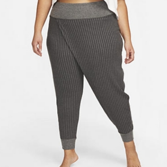 Nike Pants & Jumpsuits Dark Grey Nike Yoga Luxe Ribbed Faux Wrap